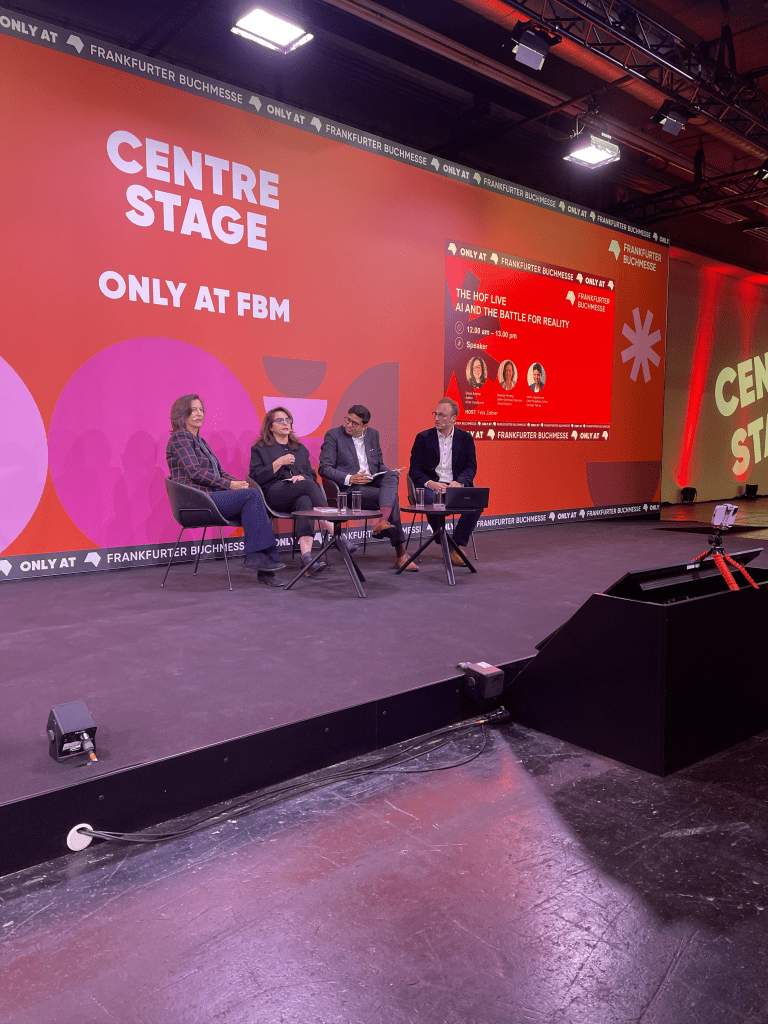 Panel discussion on AI and reality at the Frankfurt Book Fair.